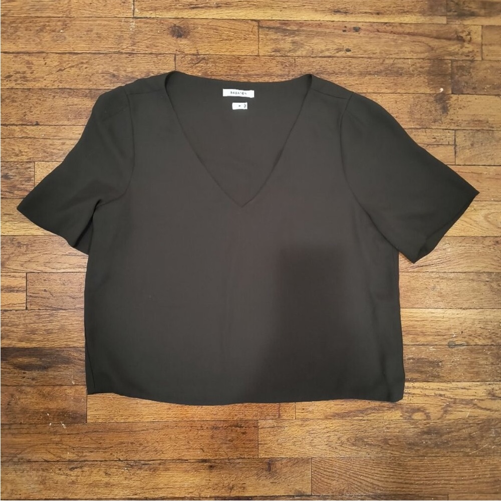 Aritzia Babaton Dark Green V Neck Top